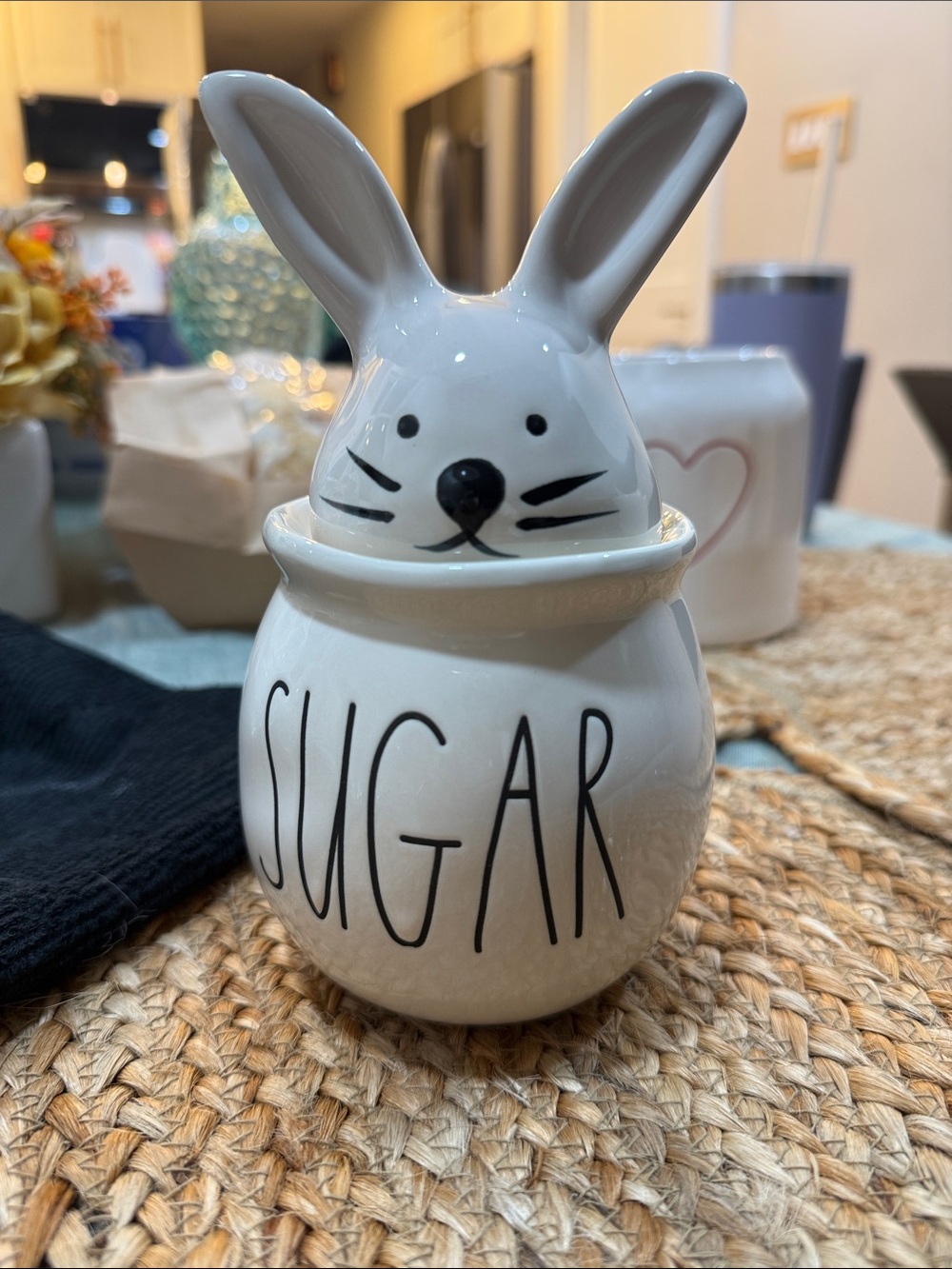White Bunny Sugar Jar - Decorative Ceramic Sugar Container